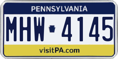 PA license plate MHW4145