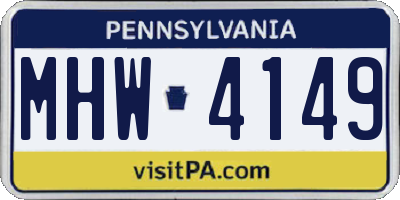 PA license plate MHW4149
