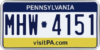 PA license plate MHW4151
