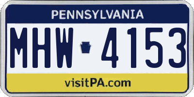 PA license plate MHW4153