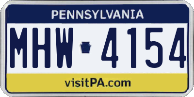 PA license plate MHW4154