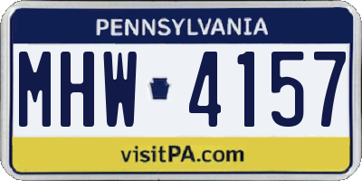 PA license plate MHW4157