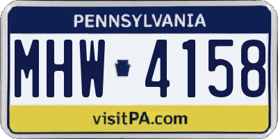 PA license plate MHW4158