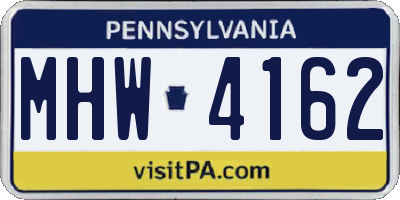 PA license plate MHW4162