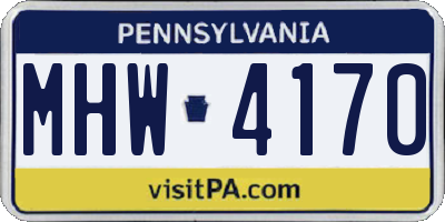 PA license plate MHW4170