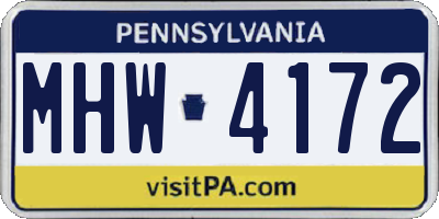 PA license plate MHW4172