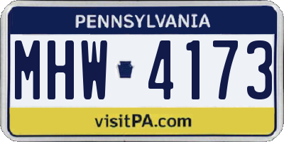 PA license plate MHW4173