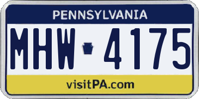 PA license plate MHW4175