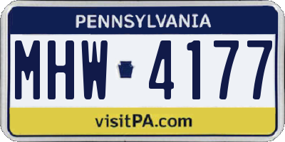 PA license plate MHW4177