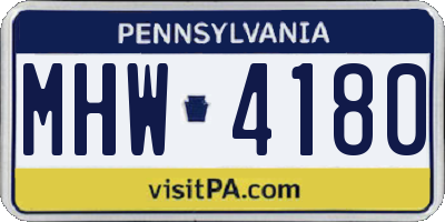 PA license plate MHW4180
