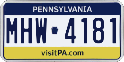 PA license plate MHW4181
