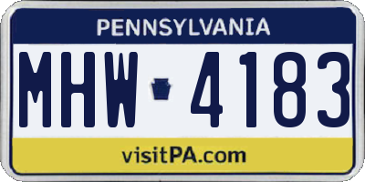 PA license plate MHW4183