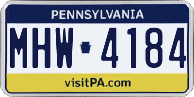 PA license plate MHW4184