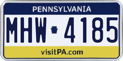 PA license plate MHW4185