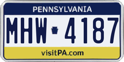 PA license plate MHW4187