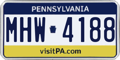 PA license plate MHW4188