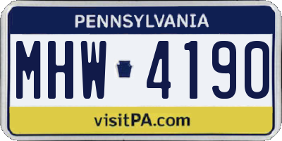 PA license plate MHW4190