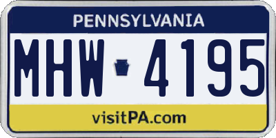 PA license plate MHW4195