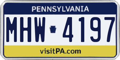 PA license plate MHW4197