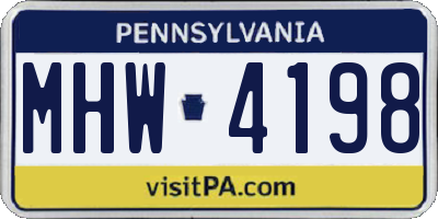 PA license plate MHW4198