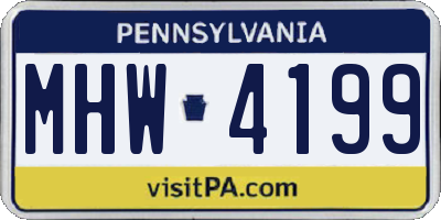 PA license plate MHW4199