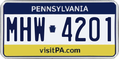 PA license plate MHW4201