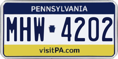 PA license plate MHW4202