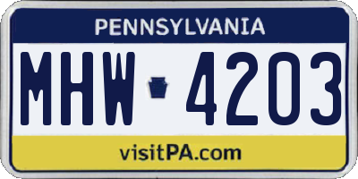 PA license plate MHW4203