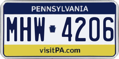 PA license plate MHW4206