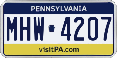 PA license plate MHW4207