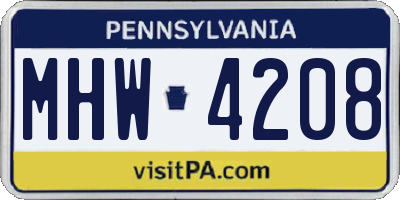PA license plate MHW4208