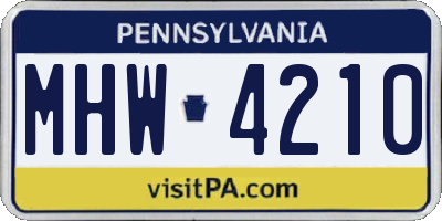 PA license plate MHW4210