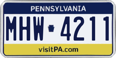 PA license plate MHW4211