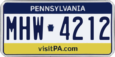 PA license plate MHW4212