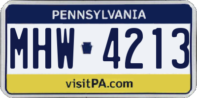 PA license plate MHW4213
