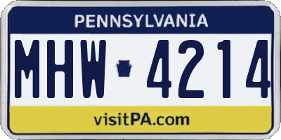 PA license plate MHW4214