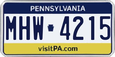 PA license plate MHW4215
