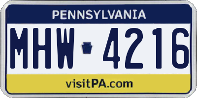 PA license plate MHW4216