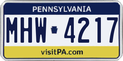 PA license plate MHW4217