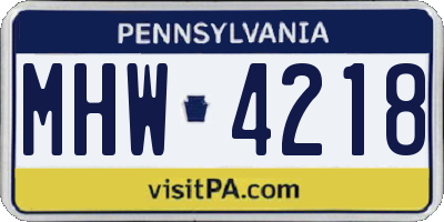 PA license plate MHW4218