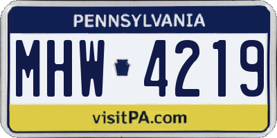 PA license plate MHW4219