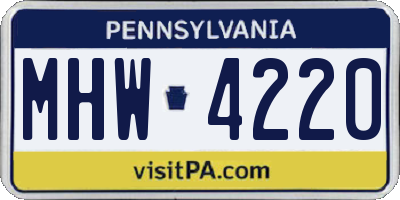 PA license plate MHW4220
