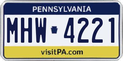 PA license plate MHW4221