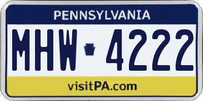 PA license plate MHW4222