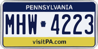 PA license plate MHW4223
