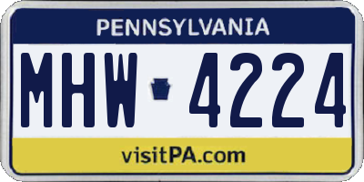 PA license plate MHW4224