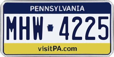 PA license plate MHW4225