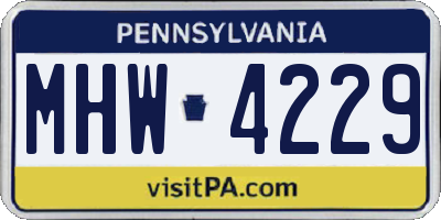 PA license plate MHW4229