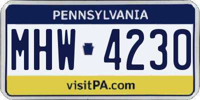 PA license plate MHW4230