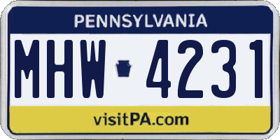 PA license plate MHW4231